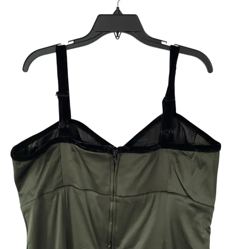 Deadly Dames NWTs Olive Green Black Lace Velvet Trim Wiggle Dress size 2X - Picture 4 of 9